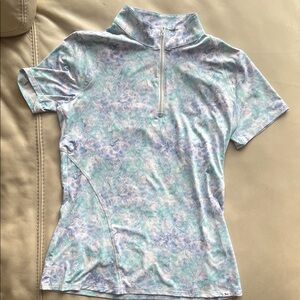 Rj classics horseback Women's Short Sleeve Top - Blue and White